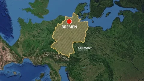 Geolocation of the city of Bremen on the map Stock Footage 172494580