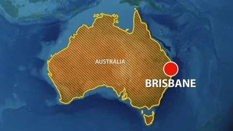 Geolocation of the city of Brisbane on the map Stock Footage 233499687