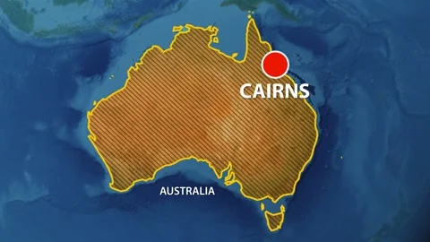 Geolocation of the city of Cairns on the map Stock Footage 241661842