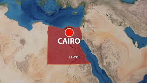 Geolocation of the city of Cairo on the map Stock Footage 254442089