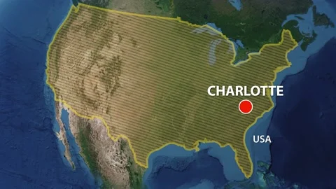 Geolocation of the city of Charlotte on the map 動画素材 204994410