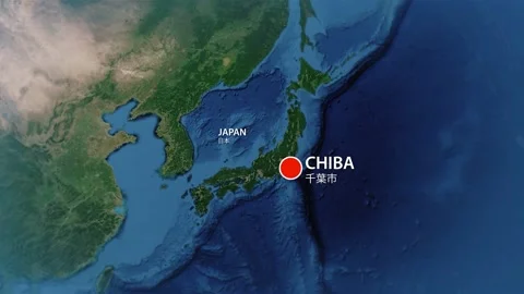 Geolocation of the city of Chiba on the map Stock Footage 234218058