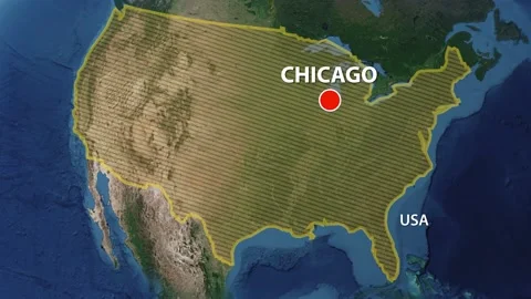 Geolocation of the city of Chicago on the map Stock Footage 204993910