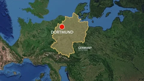 Geolocation of the city of Dortmund on the map Stock Footage 173314072