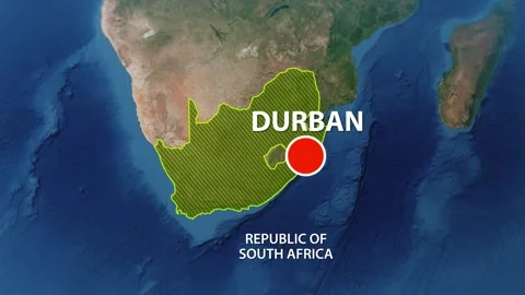 Geolocation of the city of Durban on the map Stock Footage 246041182