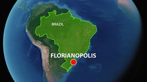 Geolocation of the city of Florianopolis on the map Stock Footage 206455868