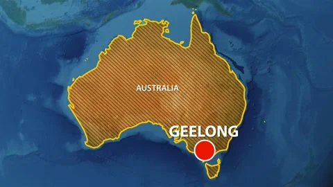 Geolocation of the city of Geelong on the map Stock Footage 238036371