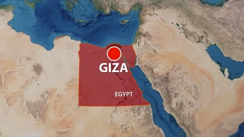 Geolocation of the city of Giza on the map Stock Footage 254442057