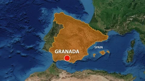 Geolocation of the city of Granada on the map Stock Footage 202090222