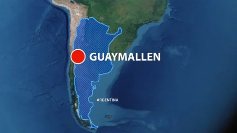 Geolocation of the city of Guaymallen on the map Stock Footage 237626524