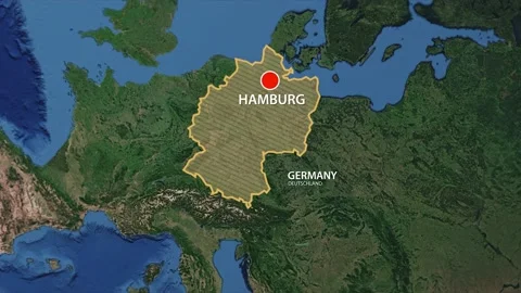 Geolocation of the city of Hamburg on the map Stock Footage 172494633
