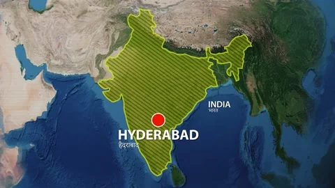 Geolocation of the city of Hyderabad on the map Stock Footage 204920941