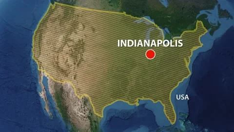 Geolocation of the city of Indianapolis on the map Stock Footage 202148097