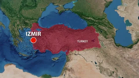 Geolocation of the city of Izmir on the map Stock Footage 202148086
