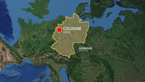 Geolocation of the city of Koln on the map Stock Footage 184076636