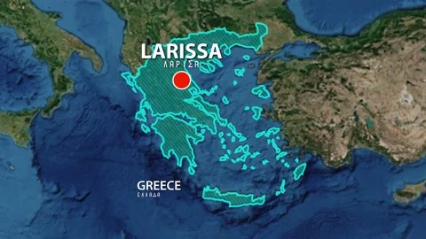 Geolocation of the city of Larisa on the map Stock-Footage 215091640