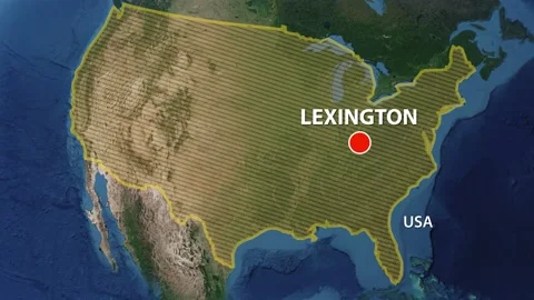 Geolocation of the city of Lexington on the map Stock Footage 215092603