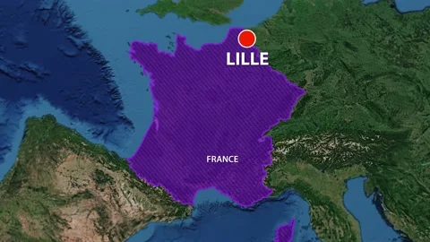 Geolocation of the city of Lille on the map Stock Footage 202265002