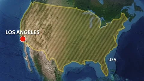 Geolocation of the city of Los Angeles on the map Stock Footage 202290366