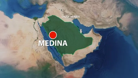 Geolocation of the city of Medina on the map Stock-Footage 244949727