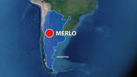 Geolocation of the city of Merlo on the map Stock Footage 239020499