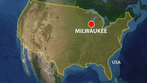 Geolocation of the city of Milwaukee on the map Stock Footage 215099807