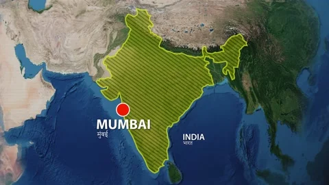 Geolocation of the city of Mumbai on the map Stock Footage 202290578
