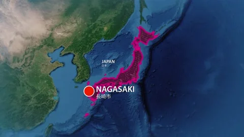 Geolocation of the city of Nagasaki on the map 動画素材 239020724