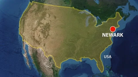 Geolocation of the city of Newark on the map Stock Footage 208393493