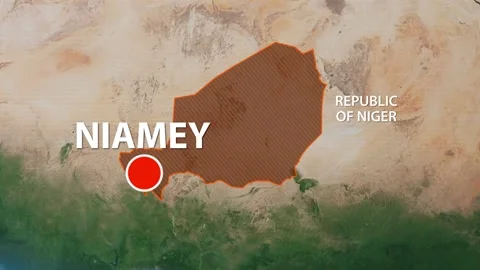Geolocation of the city of Niamey on the map Stock Footage 250446686
