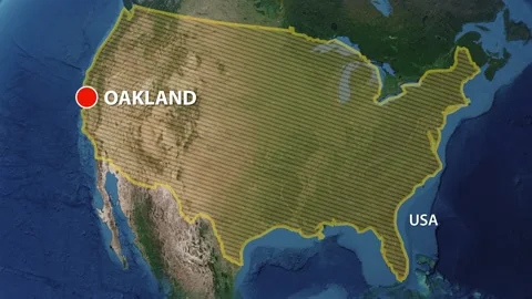 Geolocation of the city of Oakland on the map 動画素材 208394753
