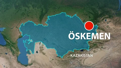 Geolocation of the city of Oskemen on the map Stock Footage 244949802