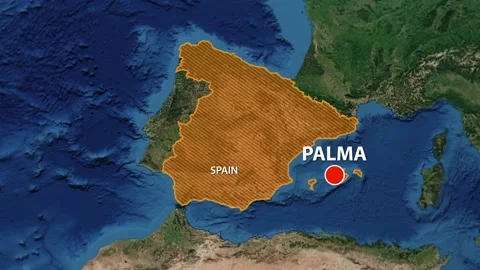 Geolocation of the city of Palma on the map Stock Footage 203791767