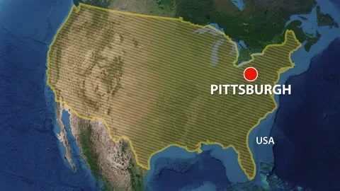 Geolocation of the city of Pittsburgh on the map Stock-Footage 207773180