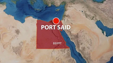 Geolocation of the city of Port Said on the map Stock Footage 254442151