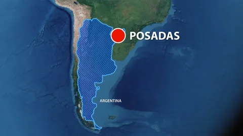 Geolocation of the city of Posadas on the map Video stock 236487597