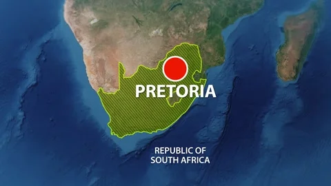 Geolocation of the city of Pretoria on the map Stock Footage 245568763