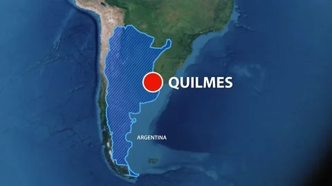 Geolocation of the city of Quilmes on the map Stock Footage 238036674