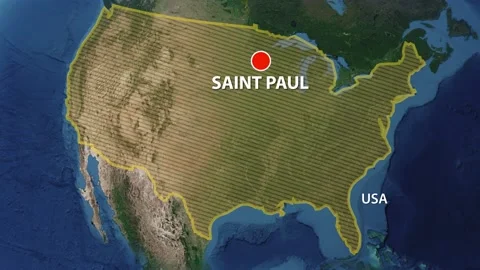 Geolocation of the city of Saint Paulon the map Stock Footage 207089189