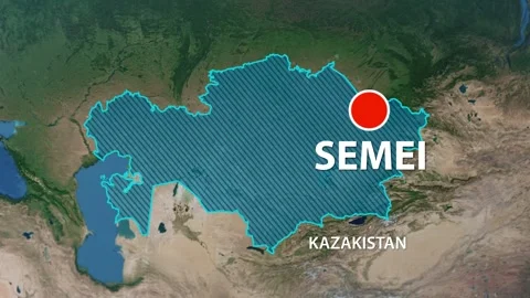 Geolocation of the city of Semei on the map Stock-Footage 244672000