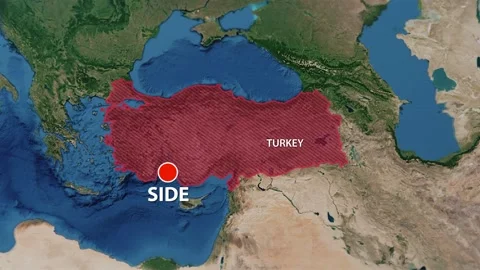 Geolocation of the city of Side on the map Stock Footage 204060868