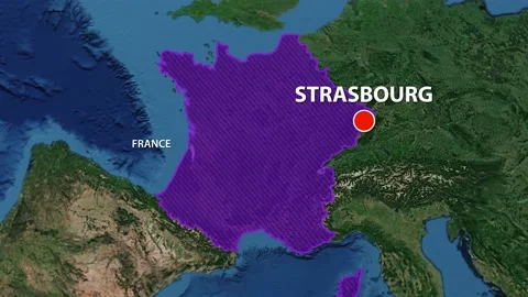 Geolocation of the city of Strasbourg on the map Video stock 204597156