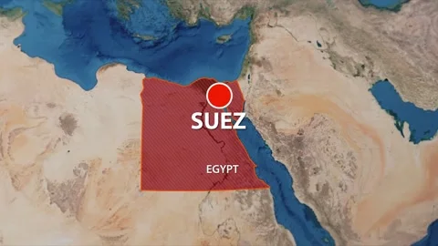 Geolocation of the city of Suez on the map Stock Footage 260325644