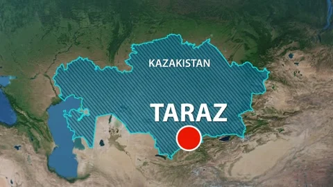 Geolocation of the city of Taraz on the map Stock Footage 244672087