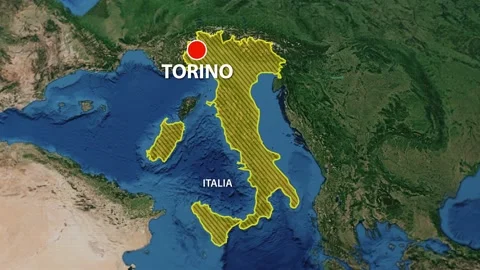 Geolocation of the city of Torino on the map Stock Footage 204853167