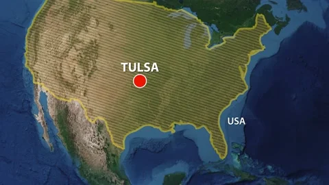 Geolocation of the city of Tulsa on the map Stock-Footage 207089919