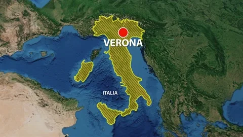 Geolocation of the city of Verona on the map Stock Footage 201215234