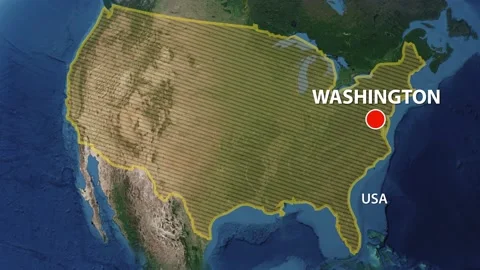 Geolocation of the city of Washington on the map Stock Footage 201307138