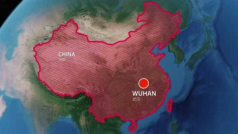 Geolocation of the city of Wuhan on the map Stock Footage 171987997