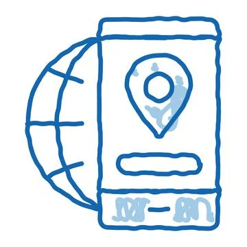 Geolocation doodle icon hand drawn illustration 스톡 일러스트